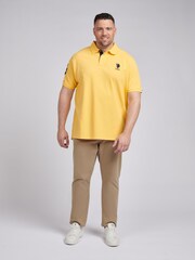 U.S. Polo Assn. Yellow Mens Big & Tall Player 3 Pique 100% Cotton Polo Shirt - Image 3 of 6