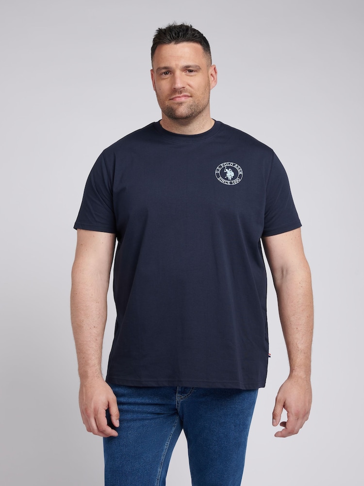 U.S. Polo Assn. Blue Mens Big and Tall Circle Print 100% Cotton T-Shirt - Image 1 of 6 U.S. Polo Assn. Blue Mens Big and Tall Circle Print 100% Cotton T-Shirt - Image 1 of 6