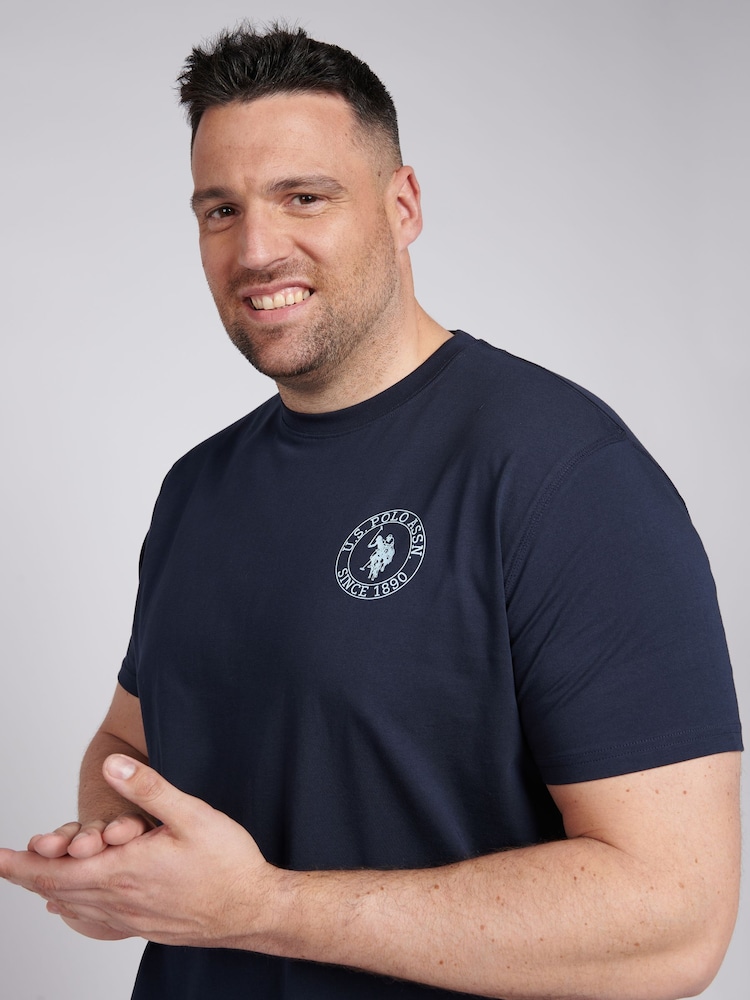 U.S. Polo Assn. Blue Mens Big and Tall Circle Print 100% Cotton T-Shirt - Image 2 of 6 U.S. Polo Assn. Blue Mens Big and Tall Circle Print 100% Cotton T-Shirt - Image 2 of 6