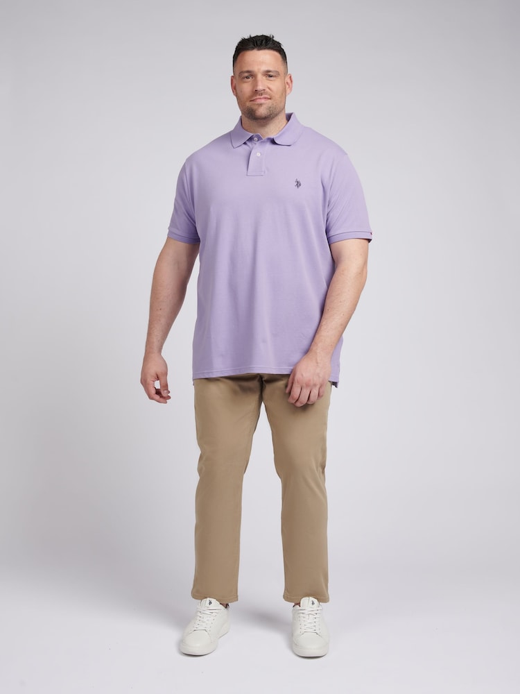 U.S. Polo Assn. Purple Mens Big & Tall Pique 100% Cotton Polo Shirt - Image 3 of 5