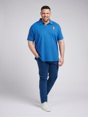 U.S. Polo Assn. Blue Mens Big & Tall Player 3 Pique 100% Cotton Polo Shirt - Image 3 of 5