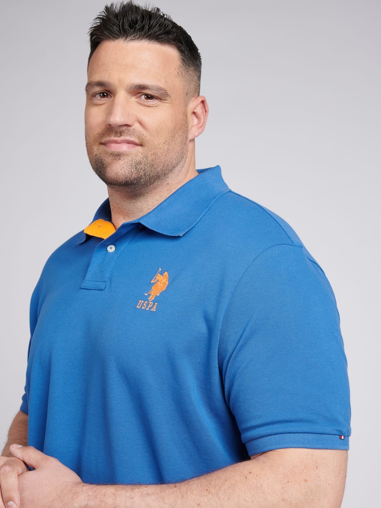 U.S. Polo Assn. Blue Mens Big & Tall Player 3 Pique 100% Cotton Polo Shirt - Image 5 of 5