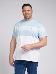 U.S. Polo Assn. Blue Mens Big and Tall Block Stripe 100% Cotton T-Shirt - Image 1 of 4