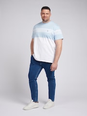 U.S. Polo Assn. Blue Mens Big and Tall Block Stripe 100% Cotton T-Shirt - Image 3 of 4