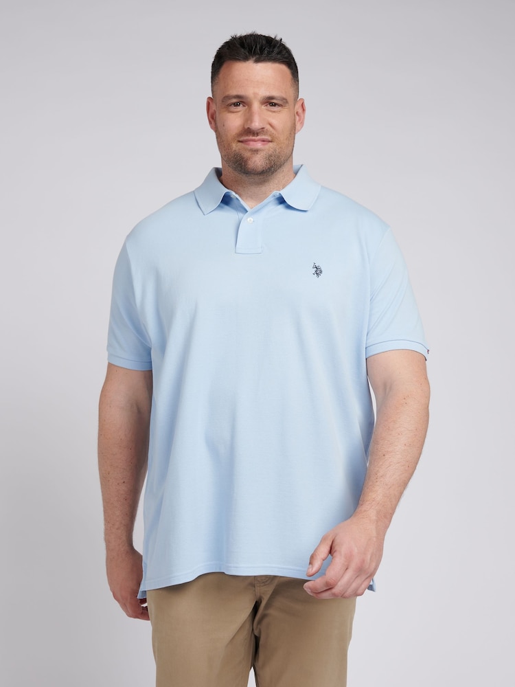 U.S. Polo Assn. Blue Mens Big & Tall Pique 100% Cotton Polo Shirt - Image 1 of 5