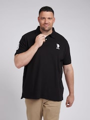 U.S. Polo Assn. Black Mens Big & Tall Player 3 Pique 100% Cotton Polo Shirt - Image 1 of 6