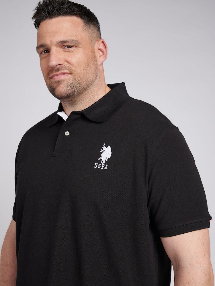 U.S. Polo Assn. Black Mens Big & Tall Player 3 Pique 100% Cotton Polo Shirt - Image 2 of 6