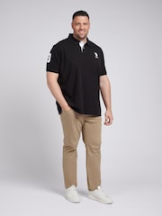 U.S. Polo Assn. Black Mens Big & Tall Player 3 Pique 100% Cotton Polo Shirt - Image 3 of 6
