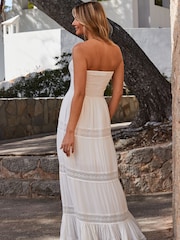 Sosandar White Stitch Detail Maxi Dress - Image 3 of 5