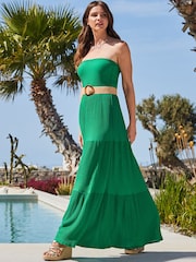 Sosandar Green TieHem Jersey Bandeau Maxi Dress - Image 4 of 5
