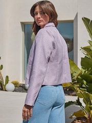 Sosandar Purple Textured Pearl Embellished Jacket - Image 5 of 5