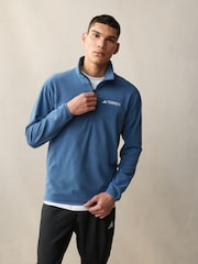 modra - jakna iz flisa z zadrgo adidas Essentials 1/2 suknjič - Slika 3 iz 12