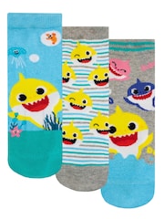 Character Blue Baby Shark Socks 3 Pack - Image 1 of 4