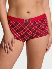 Victoria's Secret Red Plaid Short Logo Shine Patch Knickers - Image 1 of 3