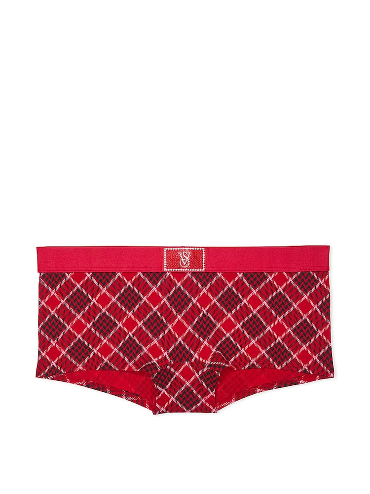 Victoria's Secret Red Plaid Short Logo Shine Patch Knickers - Image 3 of 3