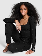 Victoria's Secret PINK Black Diamante Thermal Long Pyjama Set - Image 1 of 3