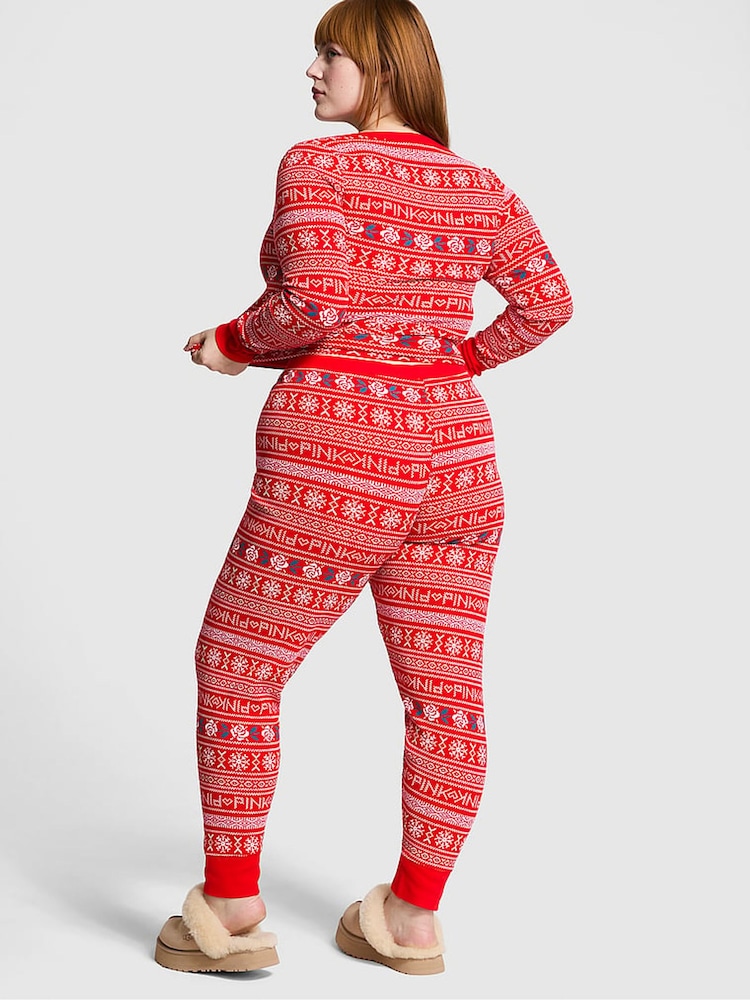 Victoria's Secret PINK Vermillion Red Thermal Long Pyjama Set - Image 2 of 3