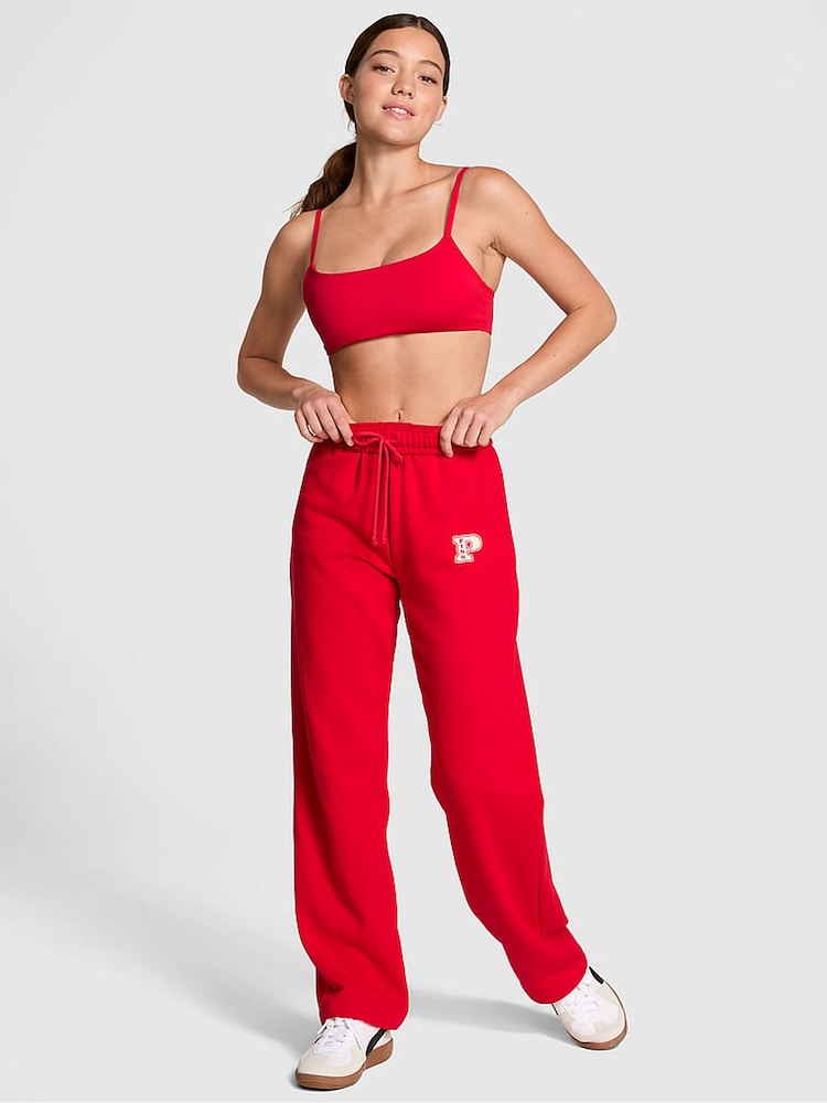 Victoria's Secret PINK Vermillion Red Straight Leg Fleece Joggers - Image 1 of 4
