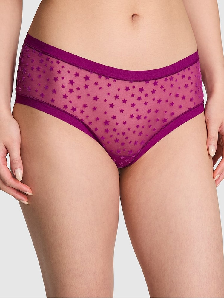 Victoria's Secret PINK Thriller Purple Cheeky No Show Star Mesh Knickers - Image 1 of 3