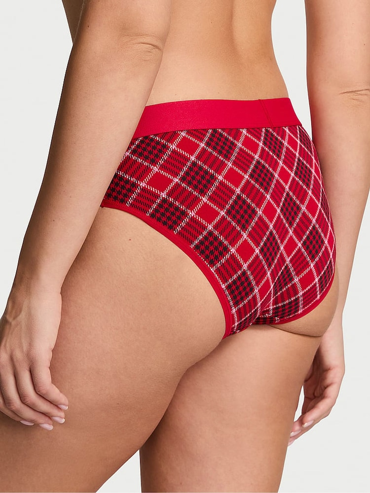 Victoria's Secret Red Plaid Hipster Logo Shine Patch Knickers - Image 2 of 4