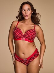 Victoria's Secret Red Plaid Hipster Logo Shine Patch Knickers - Image 3 of 4