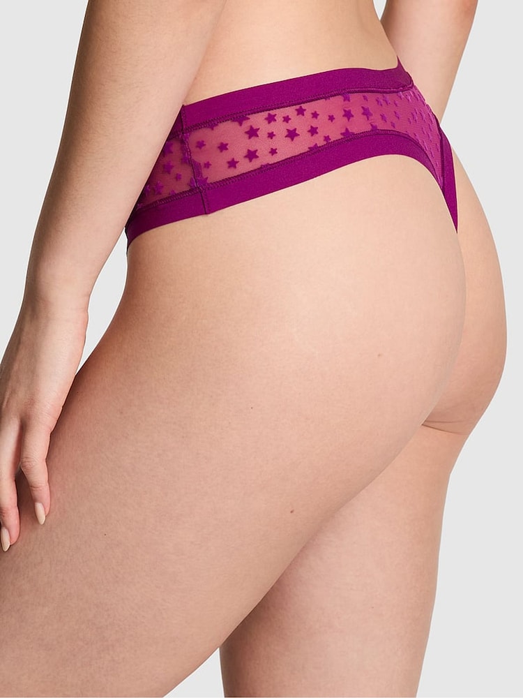 Victoria's Secret PINK Thriller Purple Thong No Show Star Mesh Knickers - Image 2 of 3 Victoria's Secret PINK Thriller Purple Thong No Show Star Mesh Knickers - Image 2 of 3