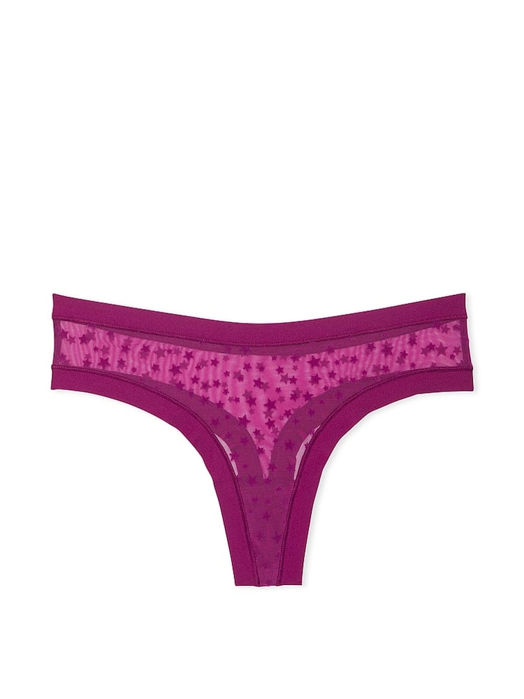 Victoria's Secret PINK Thriller Purple Thong No Show Star Mesh Knickers - Image 3 of 3 Victoria's Secret PINK Thriller Purple Thong No Show Star Mesh Knickers - Image 3 of 3