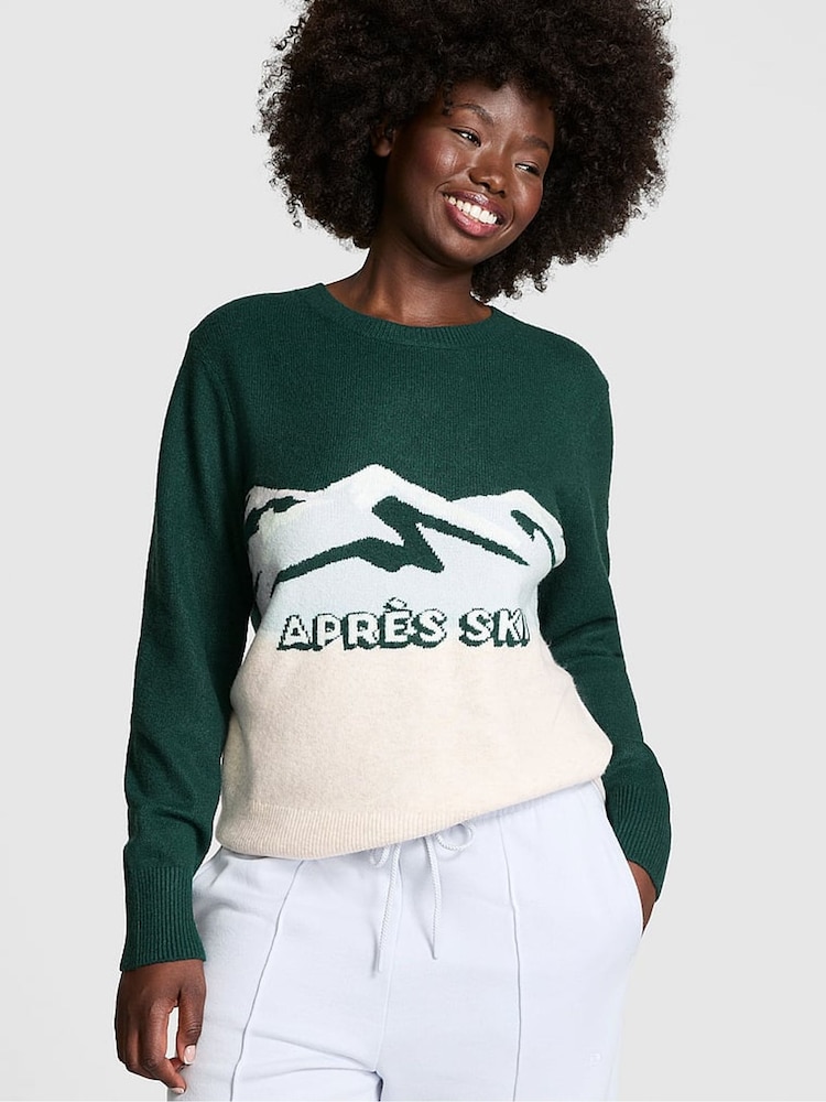 Victoria's Secret PINK Deep Forest Green Crewneck Jumper - Image 1 of 3