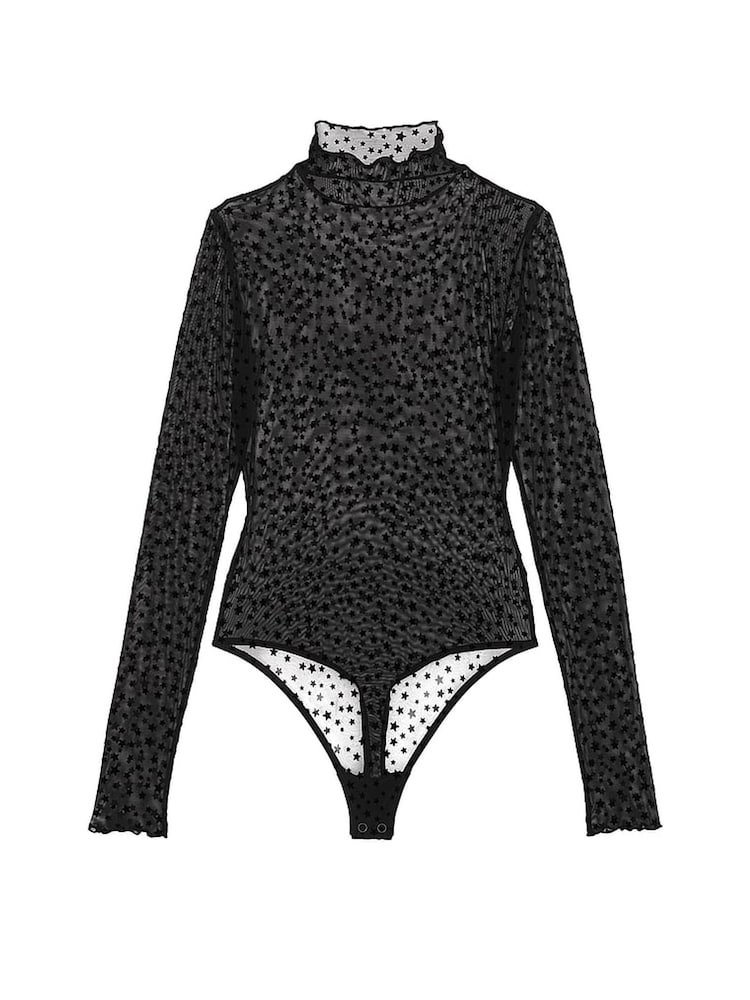 Victoria's Secret PINK Black Star Chaser Lace Mock Neck Bodysuit - Image 3 of 3