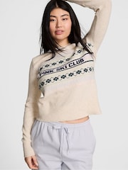 Victoria's Secret PINK Heather Oatmeal Beige Crewneck Jumper - Image 1 of 3