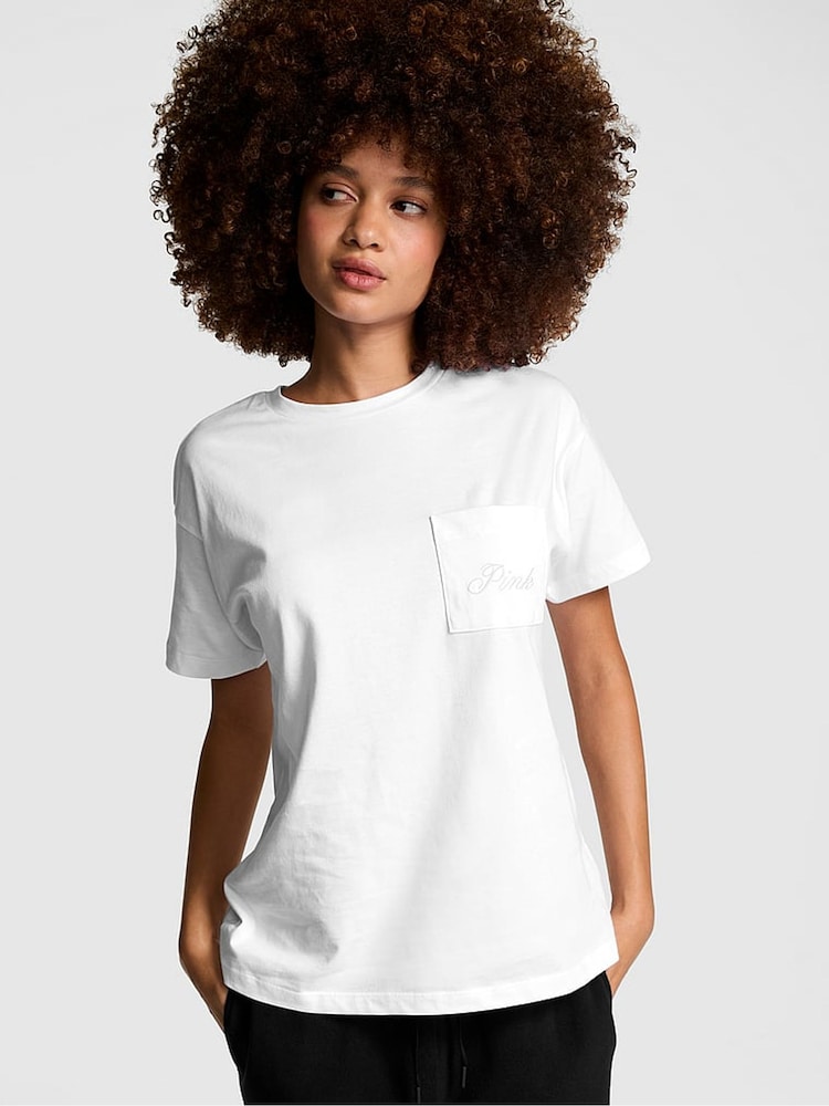 Victoria's Secret PINK Optic White Cotton Pyjama T-Shirt - Image 1 of 3