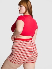 Victoria's Secret PINK Vermillion Red Stripes Thermal Boxer Pyjama Shorts - Image 2 of 3