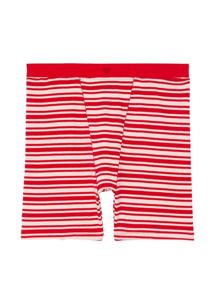 Victoria's Secret PINK Vermillion Red Stripes Thermal Boxer Pyjama Shorts - Image 3 of 3