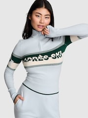 Victoria's Secret PINK Hydrangea Blue Half Zip Knitted Jumper - Image 1 of 3