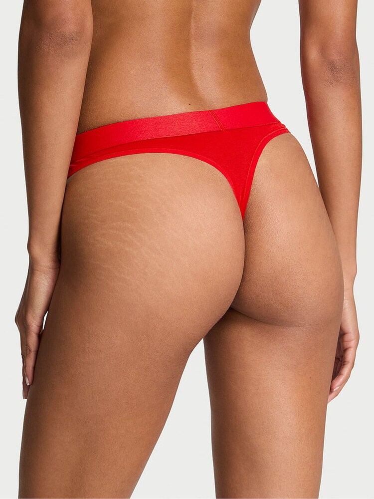 Victoria's Secret Lipstick Red Thong Logo Shine Patch Knickers - Image 2 of 3