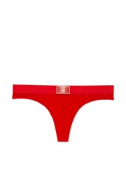 Victoria's Secret Lipstick Red Thong Logo Shine Patch Knickers - Image 3 of 3