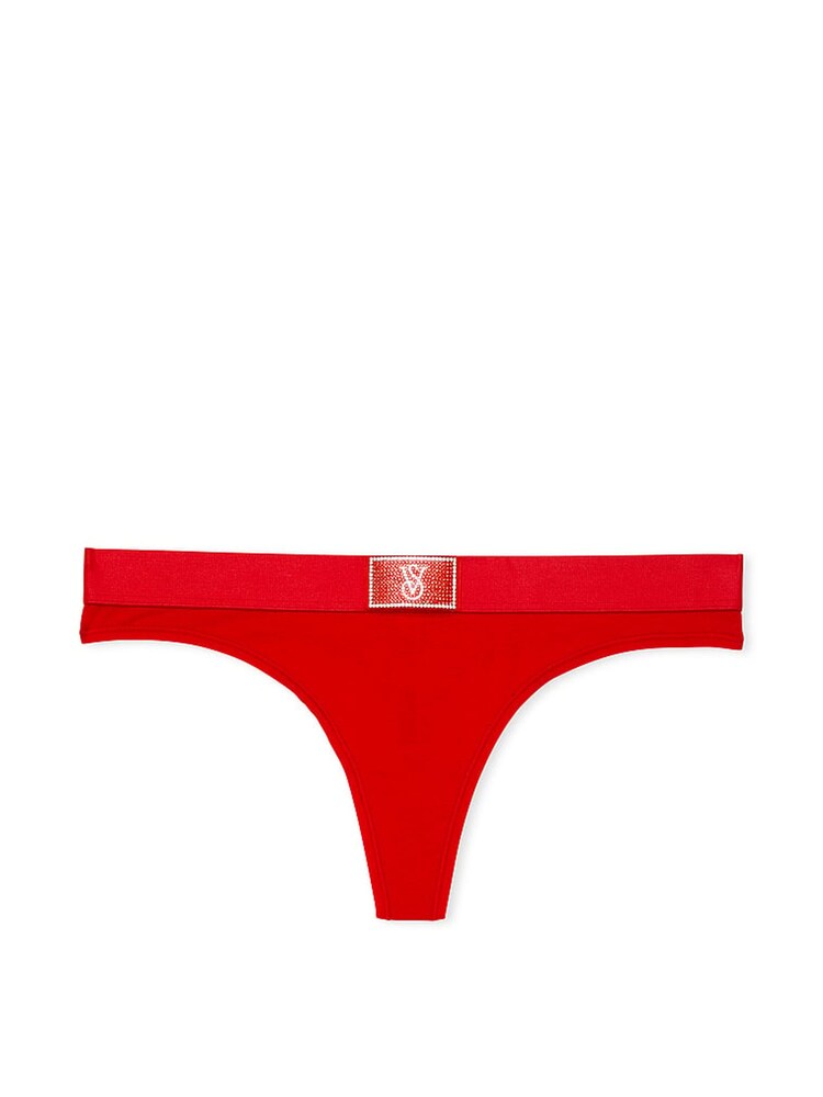 Victoria's Secret Lipstick Red Thong Logo Shine Patch Knickers - Image 3 of 3