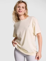 Victoria's Secret PINK White Shell Short Sleeve Oversized T-Shirt - Image 1 of 3