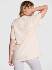 Victoria's Secret PINK White Shell Short Sleeve Oversized T-Shirt - Image 2 of 3
