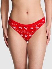 Victoria's Secret PINK Vermillion Red Fair Isle Thong Seamless Knickers - Image 1 of 3
