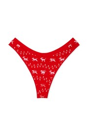 Victoria's Secret PINK Vermillion Red Fair Isle Thong Seamless Knickers - Image 3 of 3