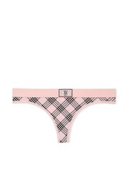 Victoria's Secret Pink Plaid Thong Logo Shine Patch Knickers - Image 3 of 3