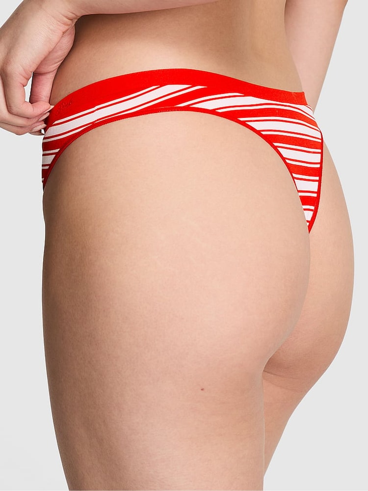 Victoria's Secret PINK Festive Red Stripe Thong Seamless Knickers - Image 2 of 3