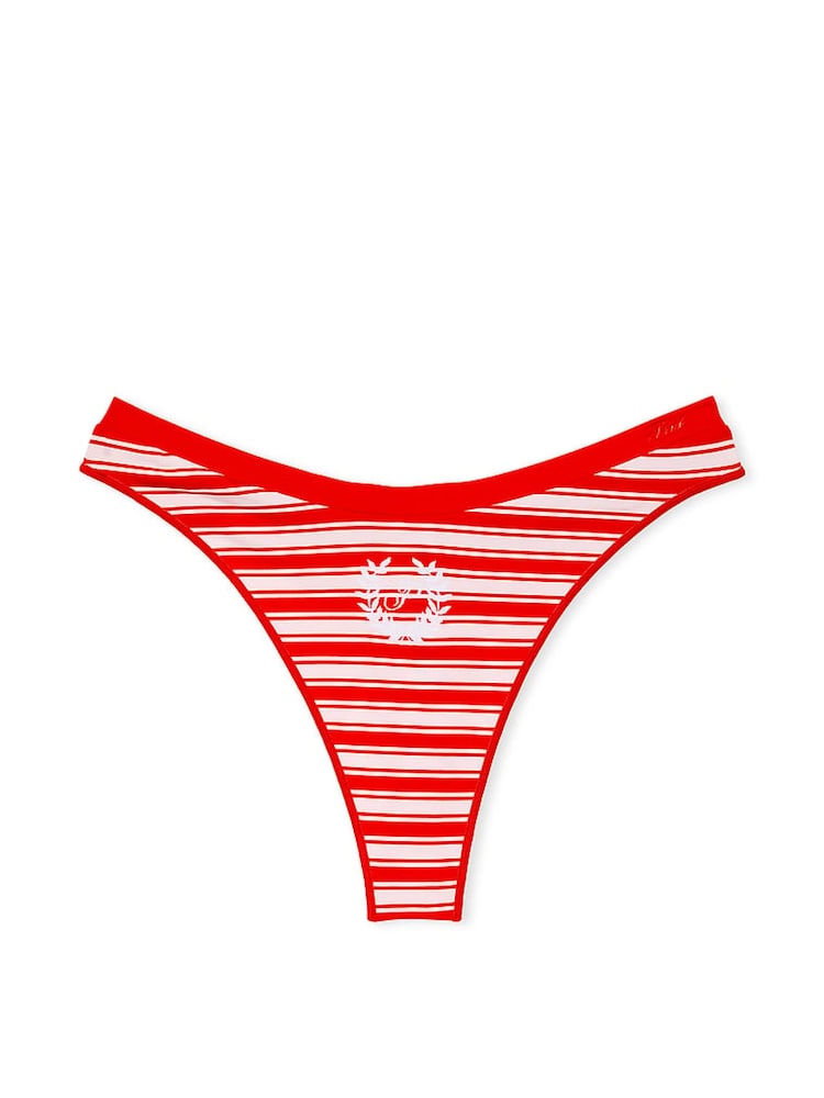 Victoria's Secret PINK Festive Red Stripe Thong Seamless Knickers - Image 3 of 3