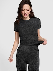 Victoria's Secret PINK Black Shine Seamless T-Shirt - Image 1 of 4