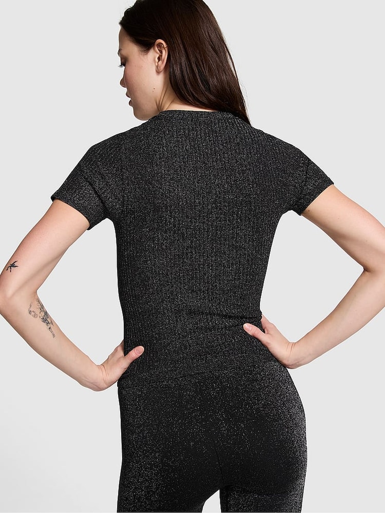 Victoria's Secret PINK Black Shine Seamless T-Shirt - Image 2 of 4
