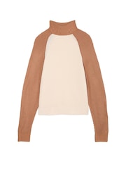 Victoria's Secret PINK White Shell / Toffee Brown Turtleneck Knitted Jumper - Image 3 of 3