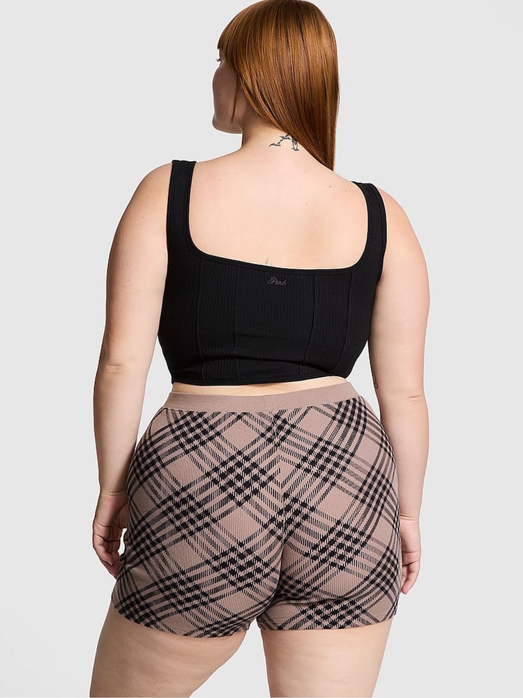 Victoria's Secret PINK Iced Coffee Brown Thermal Boxer Pyjama Shorts - Image 2 of 3