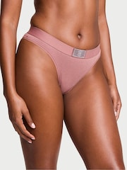 Victoria's Secret Vintage Rose Pink Thong Logo Shine Patch Knickers - Image 1 of 4