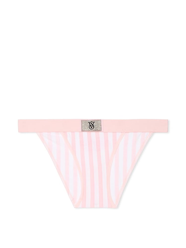 Victoria's Secret Pretty Blossom Pink Stripe Brazilian Logo Shine Patch Knickers - Image 2 of 2